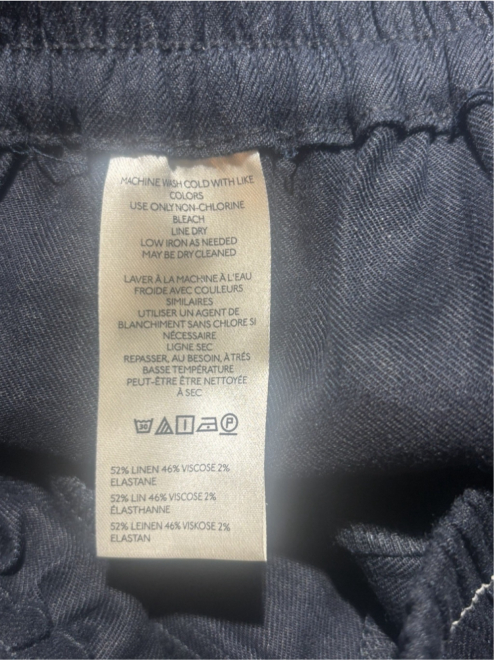 Maeve Anthropologie La Ponche Navy Linen Blend Wide Leg Drawstring Pants Small - Picture 10 of 11